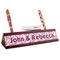 Valentine's Day Red Mahogany Nameplates with Business Card Holder - Angle
