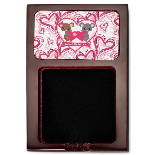 Valentine's Day Red Mahogany Sticky Note Holder - Flat