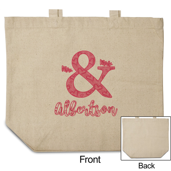 Valentine's Day Reusable Cotton Grocery Bag - Front & Back View
