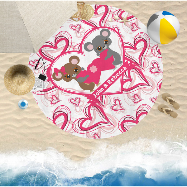 Valentine's Day Round Beach Towel Lifestyle