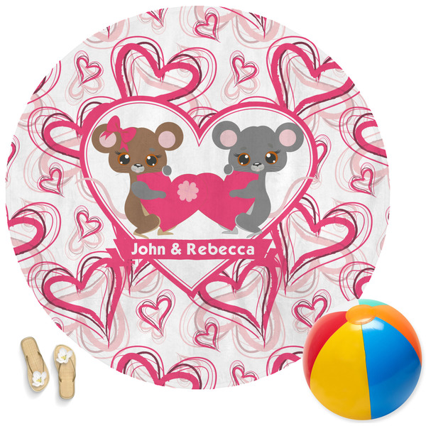 Custom Valentine's Day Round Beach Towel (Personalized)