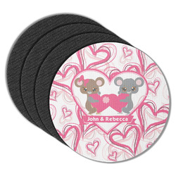 Valentine's Day Round Rubber Backed Coasters - Set of 4 (Personalized)