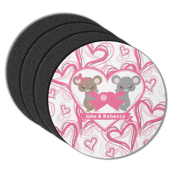 Custom Valentine's Day Round Rubber Backed Coasters - Set of 4 (Personalized)
