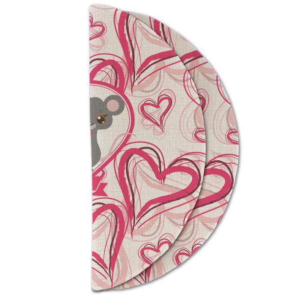 Valentine's Day Round Linen Placemats - HALF FOLDED (double sided)