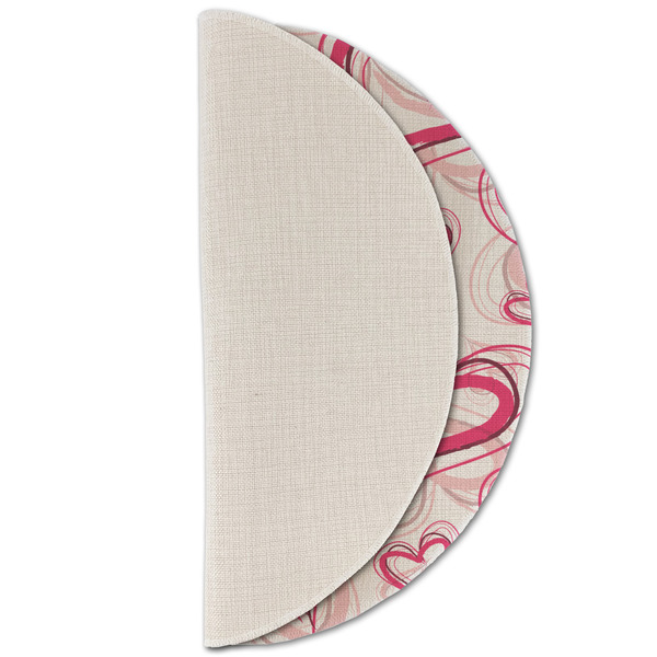 Valentine's Day Round Linen Placemats - HALF FOLDED (single sided)