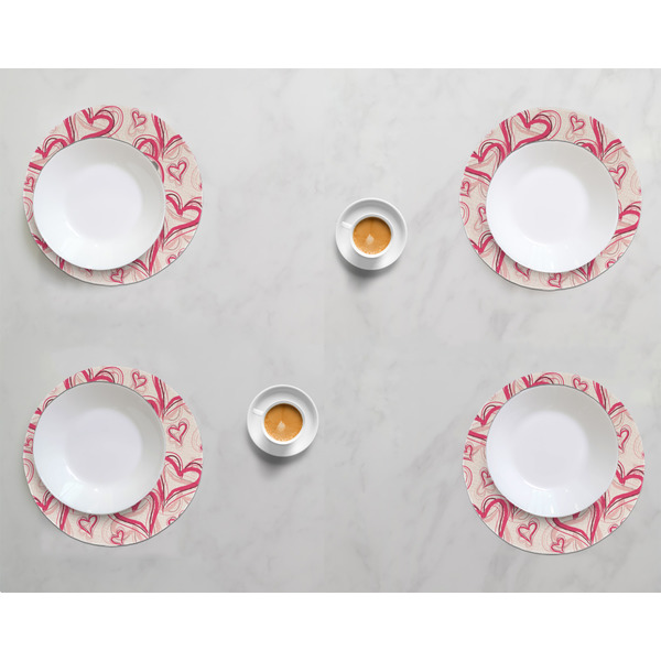 Valentine's Day Round Linen Placemats - LIFESTYLE (set of 4)