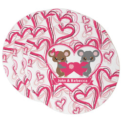 Valentine's Day Round Paper Coasters w/ Couple's Names