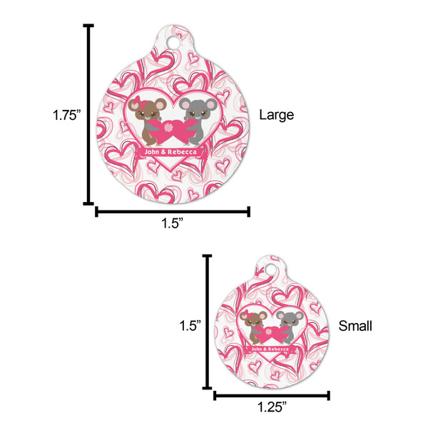 Valentine's Day Round Pet ID Tag - Large - Comparison Scale