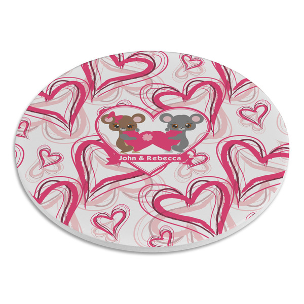 Valentine's Day Round Stone Trivet - Angle View