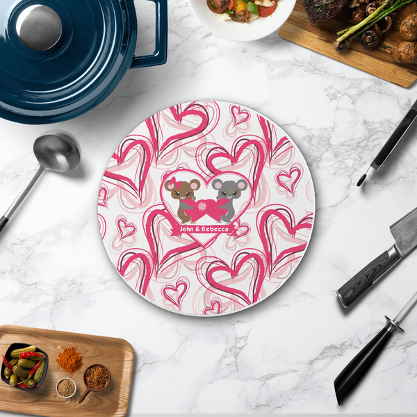 Valentine's Day Round Stone Trivet - In Context View