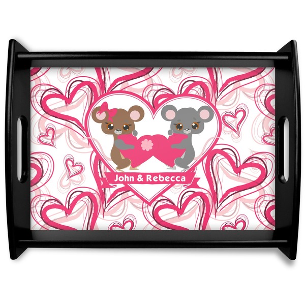 Custom Valentine's Day Black Wooden Tray - Large (Personalized)