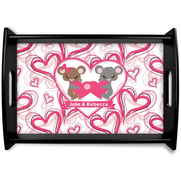 Custom Valentine's Day Black Wooden Tray - Small (Personalized)