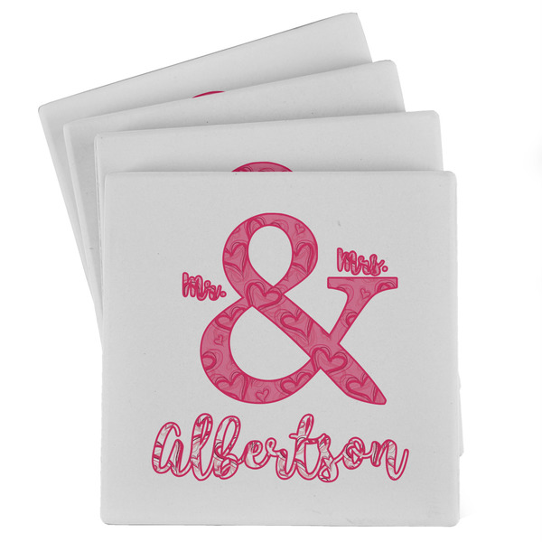 Custom Valentine's Day Absorbent Stone Coasters - Set of 4 (Personalized)