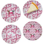 Valentine's Day Set of 4 Glass Appetizer / Dessert Plate 8" (Personalized)