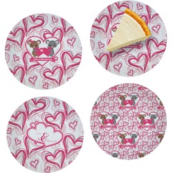 Valentine's Day Set of 4 Glass Appetizer / Dessert Plate 8" (Personalized)