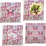 Valentine's Day Set of 4 Glass Square Lunch / Dinner Plate 9.5" (Personalized)