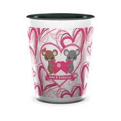 Valentine's Day Ceramic Shot Glass - 1.5 oz - Two Tone - Set of 4 (Personalized)