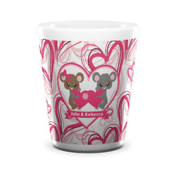 Valentine's Day Ceramic Shot Glass - 1.5 oz - White - Set of 4 (Personalized)