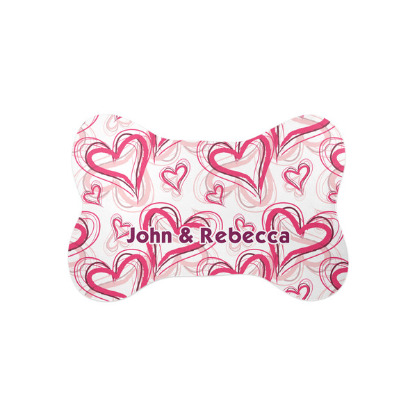Custom Valentine's Day Bone Shaped Dog Food Mat (Small) (Personalized)