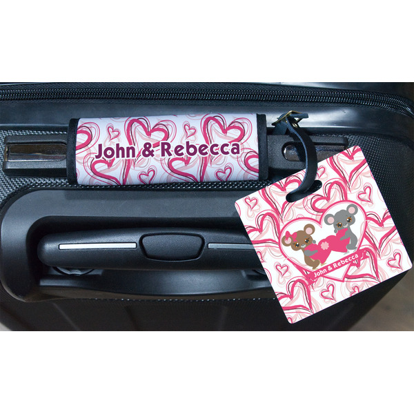 Valentine's Day Square Luggage Tag & Handle Wrap - In Context