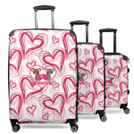 Valentine's Day 3 Piece Luggage Set - 20" Carry On, 24" Medium Checked, 28" Large Checked (Personalized)