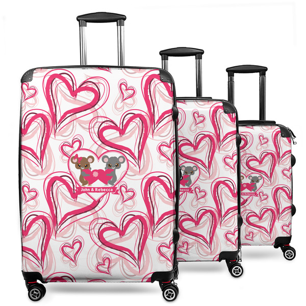 Custom Valentine's Day 3 Piece Luggage Set - 20" Carry On, 24" Medium Checked, 28" Large Checked (Personalized)