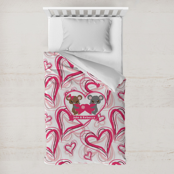 Custom Valentine's Day Toddler Duvet Cover w/ Couple's Names