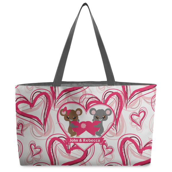 Custom Valentine's Day Beach Totes Bag - w/ Black Handles (Personalized)