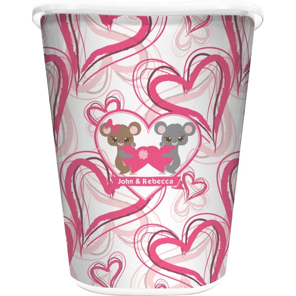 Custom Valentine's Day Waste Basket - Double Sided (White) (Personalized)