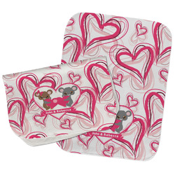 Valentine's Day Burp Cloths - Fleece - Set of 2 w/ Couple's Names