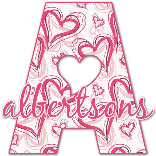 Custom Valentine's Day Name & Initial Decal - Up to 12"x12" (Personalized)
