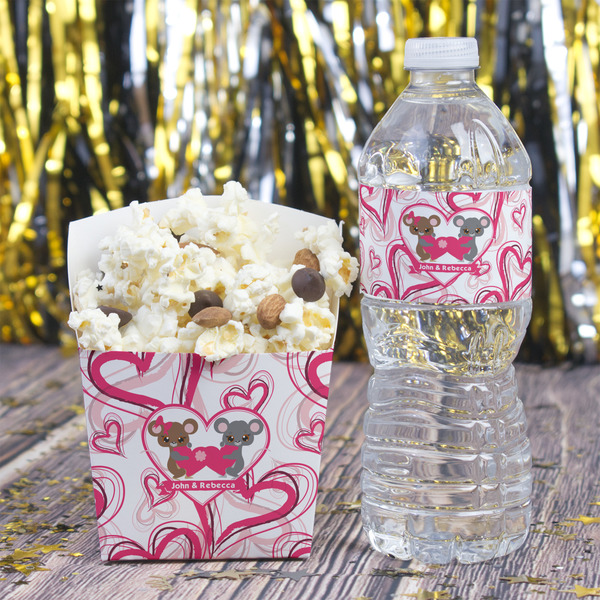 Valentine's Day Water Bottle Label - w/ Favor Box