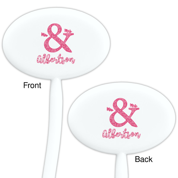 Valentine's Day White Plastic 7" Stir Stick - Double Sided - Oval - Front & Back