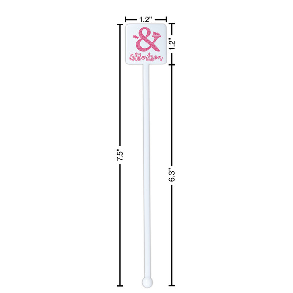 Valentine's Day White Plastic Stir Stick - Square - Dimensions