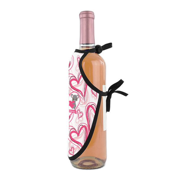 Valentine's Day Wine Bottle Apron - DETAIL WITH CLIP ON NECK