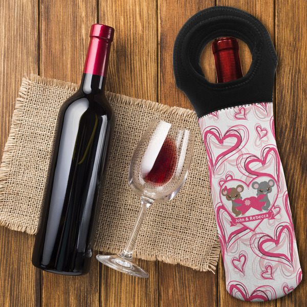 Valentine's Day Wine Tote Bag - FLATLAY