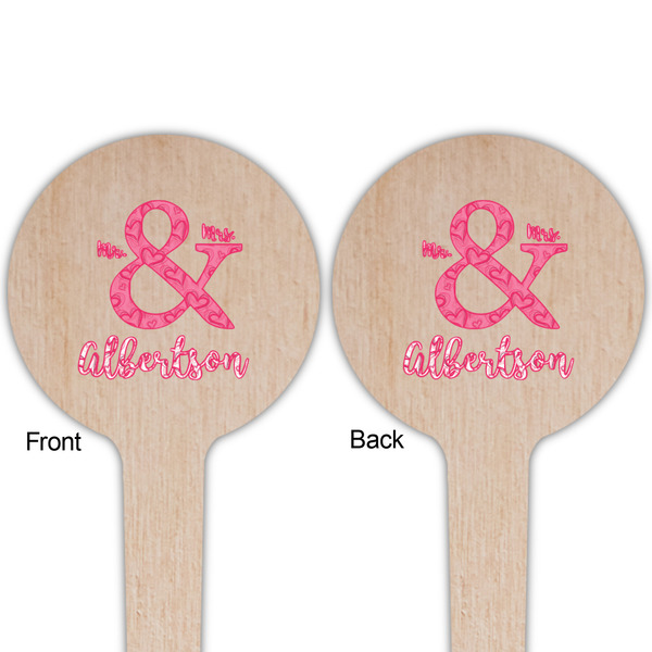 Valentine's Day Wooden 4" Food Pick - Round - Double Sided - Front & Back