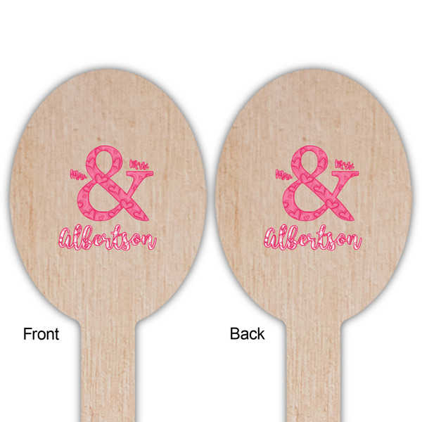 Valentine's Day Wooden Food Pick - Oval - Double Sided - Front & Back