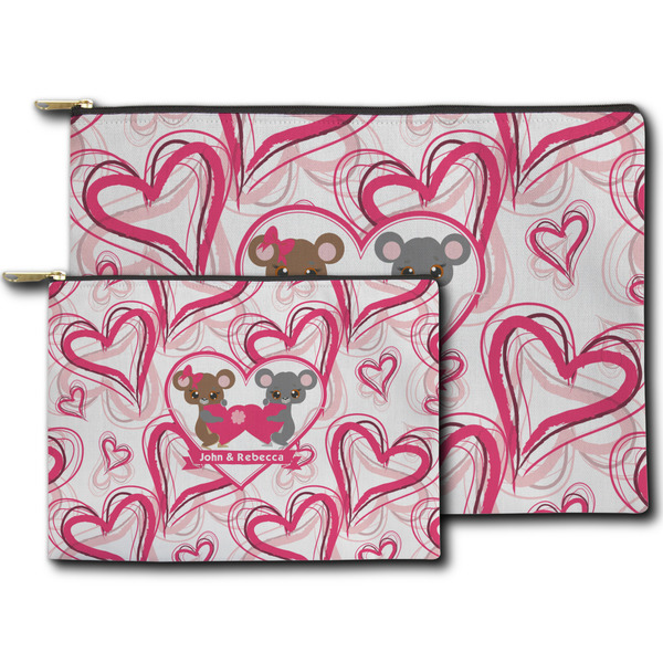 Valentine's Day Zippered Pouches - Size Comparison