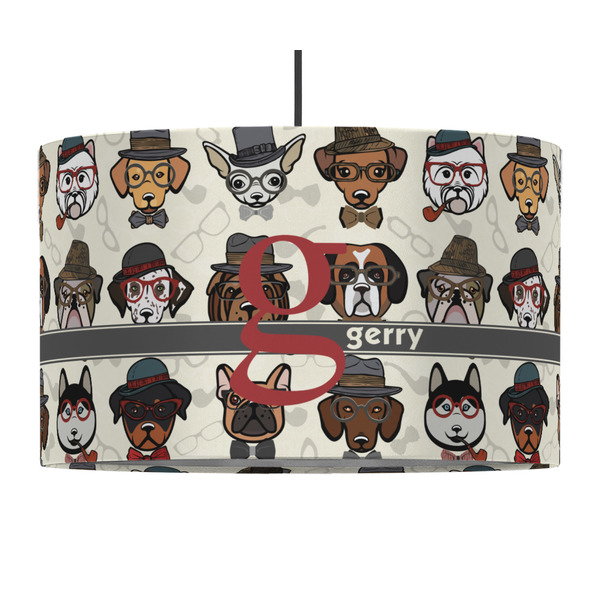 Custom Hipster Dogs 12" Drum Pendant Lamp - Fabric (Personalized)