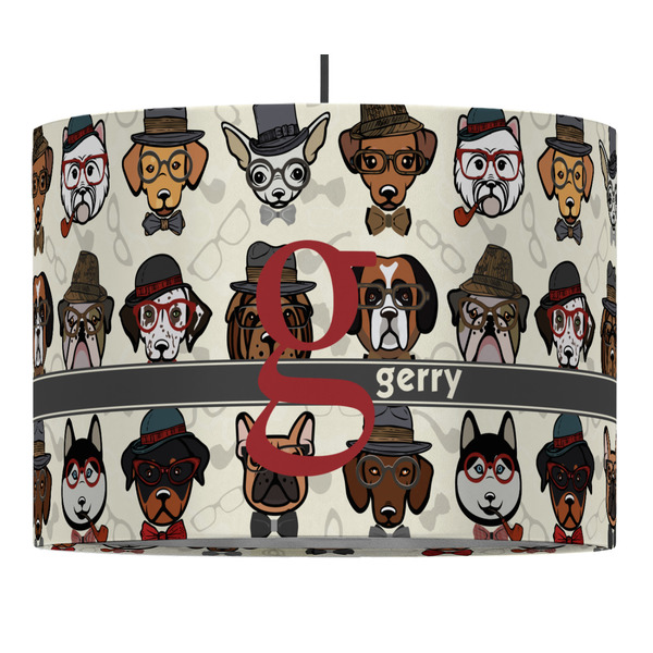 Custom Hipster Dogs 16" Drum Pendant Lamp - Fabric (Personalized)