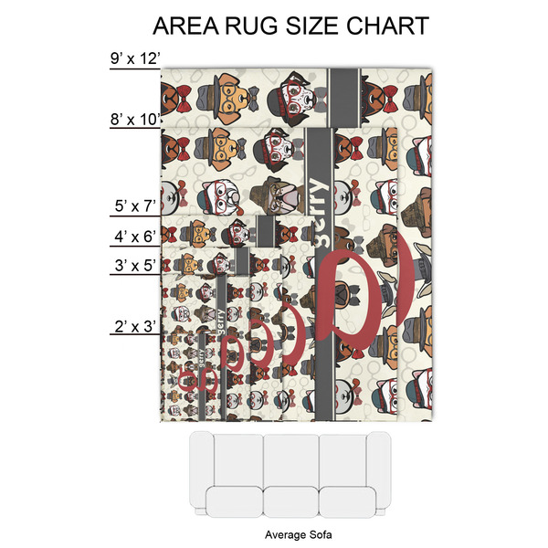 Hipster Dogs 2'x3' Indoor Area Rugs - Size Chart