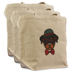 Hipster Dogs Reusable Cotton Grocery Bags - Set of 3