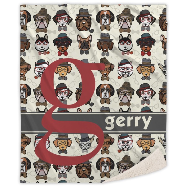 Custom Hipster Dogs Sherpa Throw Blanket - 50"x60" (Personalized)