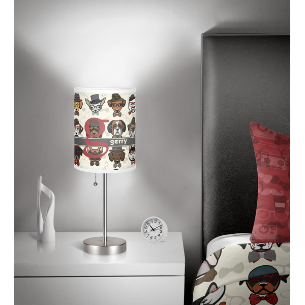 Hipster Dogs 7 inch drum lamp shade - in room