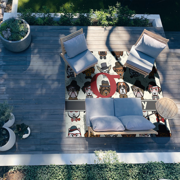 Hipster Dogs 8'x10' Patio Rug - In context