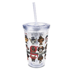 Hipster Dogs 16oz Double Wall Acrylic Tumbler with Lid & Straw - Full Print (Personalized)