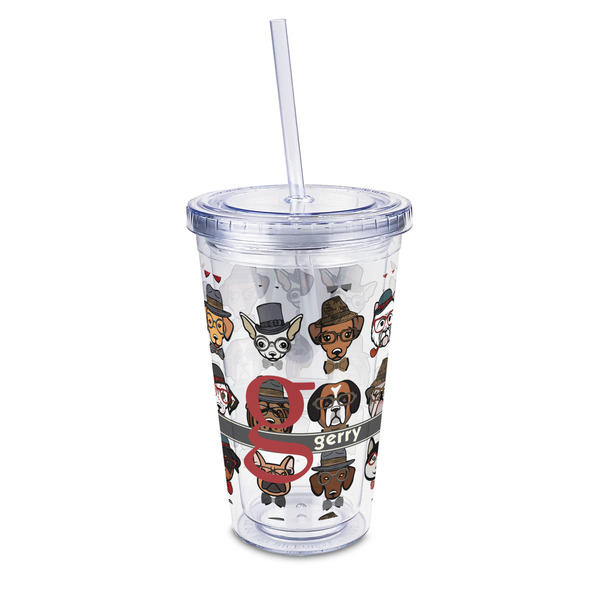 Custom Hipster Dogs 16oz Double Wall Acrylic Tumbler with Lid & Straw - Full Print (Personalized)
