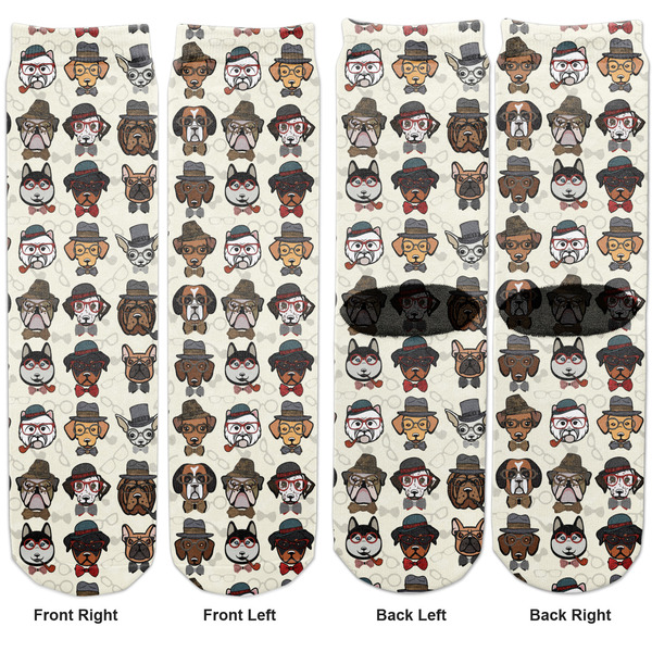 Hipster Dogs Adult Crew Socks - Double Pair - Front and Back - Apvl