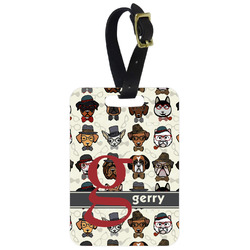 Hipster Dogs Metal Luggage Tag w/ Name and Initial